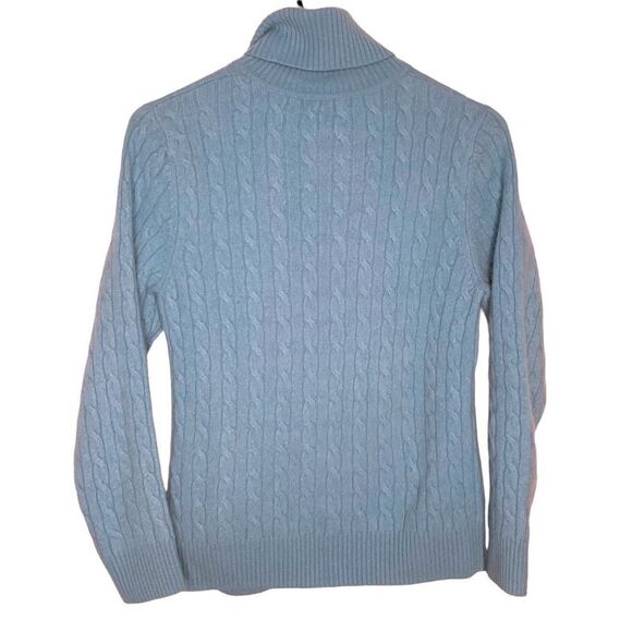 Vertical Design 2-Ply Baby Blue 100% Cashmere PLUSH Lux Turtleneck Sweater -Sz L - Picture 5 of 7